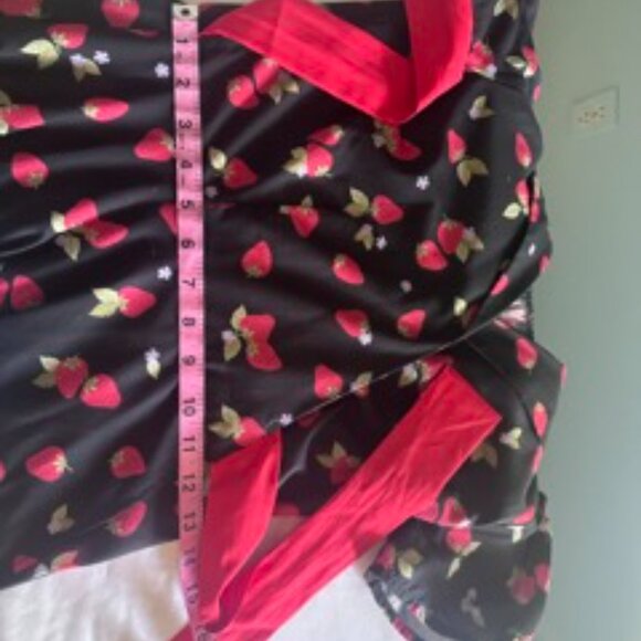 Unique Vintage Black & Strawberries Wrap Dress - Picture 3 of 3